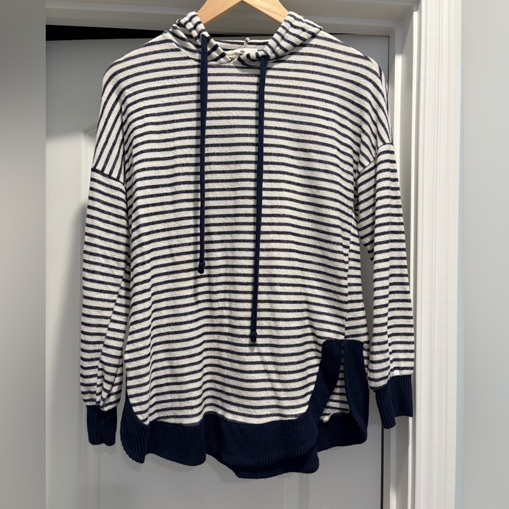 Striped Navy and White Women’s Hoodie